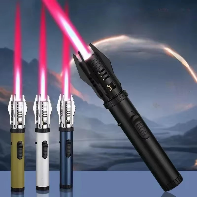 2024 Planet Lightsaber Butane Gas Lighter 360° Use Metal Outdoor Windproof Turbine Torch Jet Lighter Gun BBQ Welding Cigar Tool